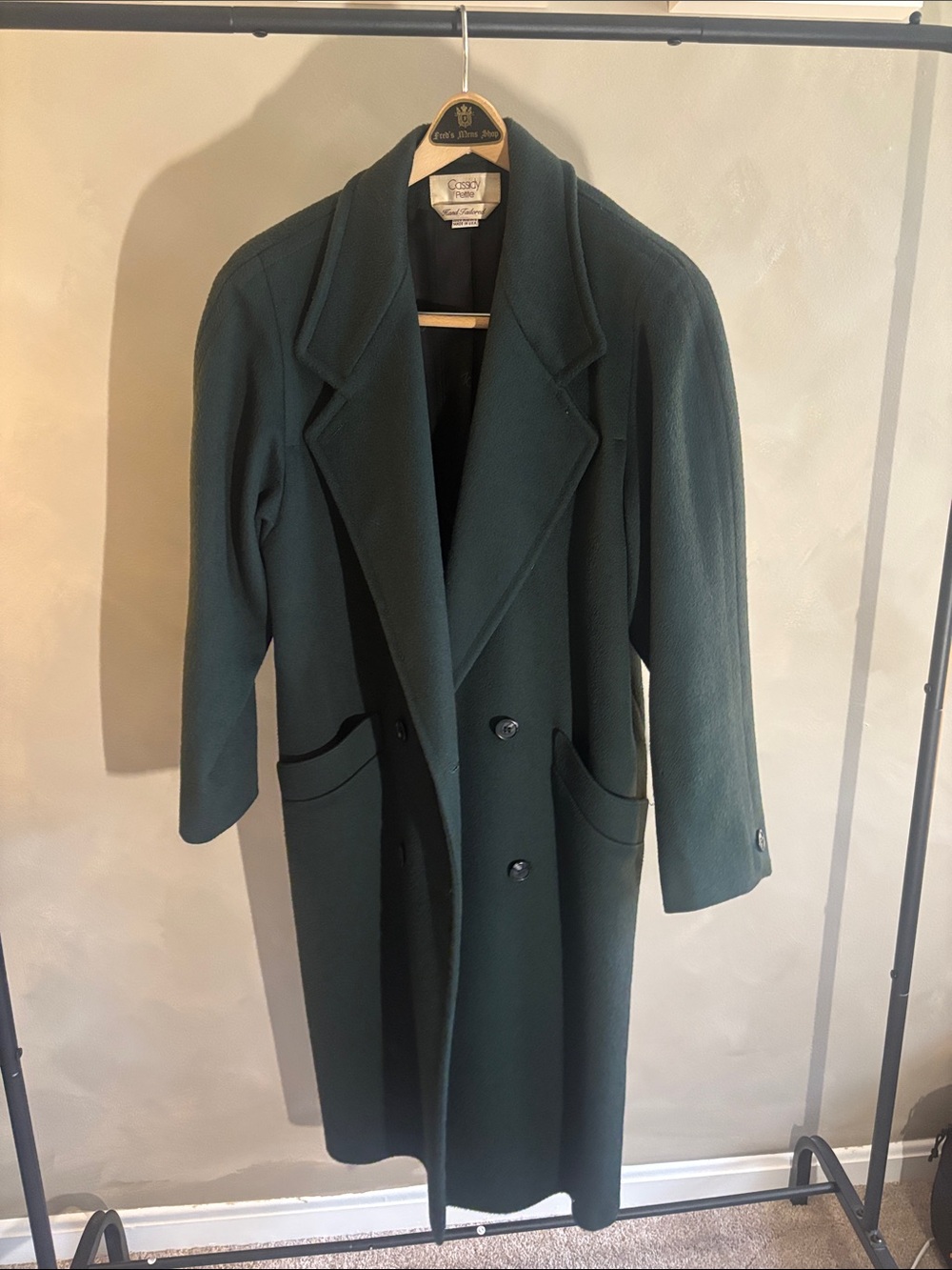 Dark Green Double-Breasted Trench Coat